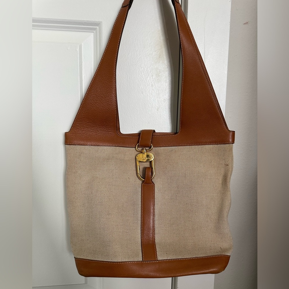 Delvaux tan canvas bag